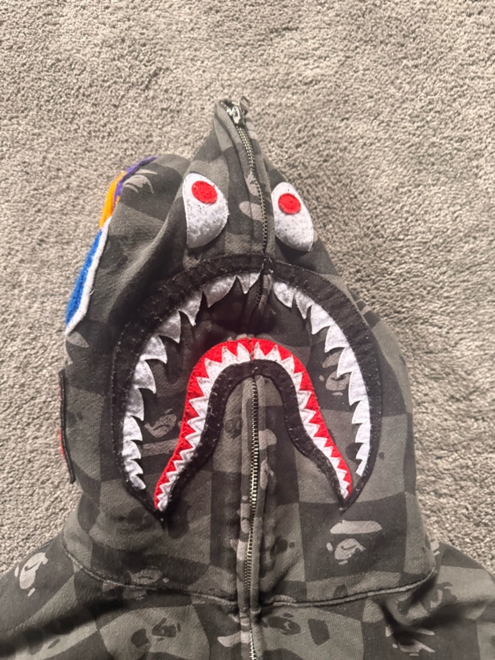 Kids' Black Camo Shark-Print Zip Hoodie - Picture 2 of 2